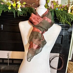 Elegant Green and Pink Sheer Scarf Wrap